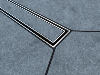 IMPEY AQUA-DEC LINEAR DRAIN 2 & 4 - 600mm '24mm THICK TILED INSERT' for up to 21mm THICK TILES with HORIZONTAL OUTLET, LNR60T24/H